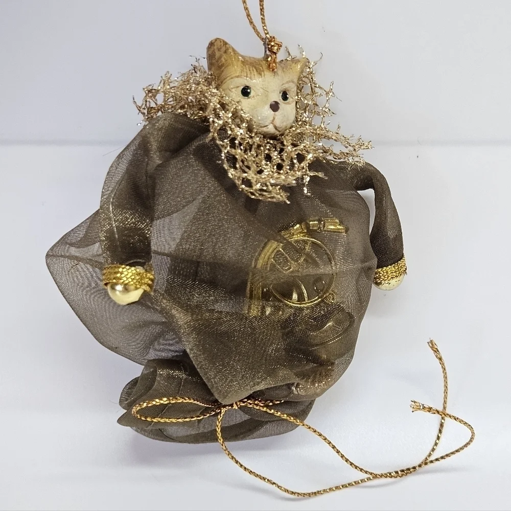 NEW VINTAGE Katherine's Collection Cat Charm Bell Bag Ornament Wayne Kleski